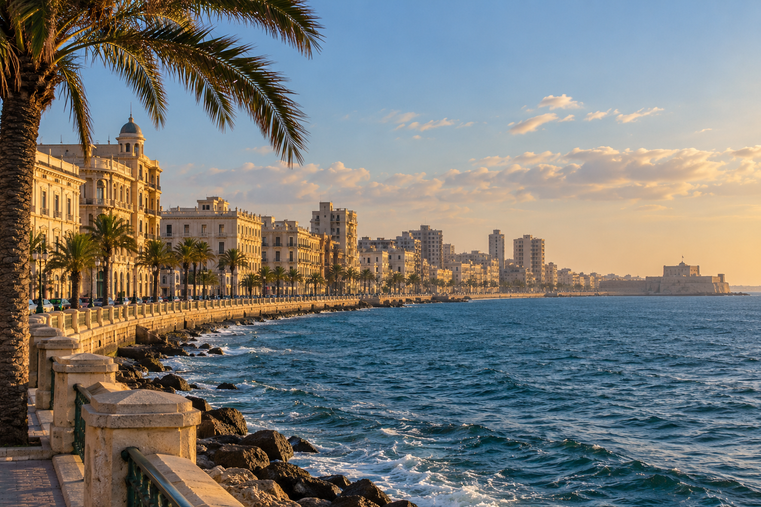Illustrative view of Alexandria’s Mediterranean waterfront